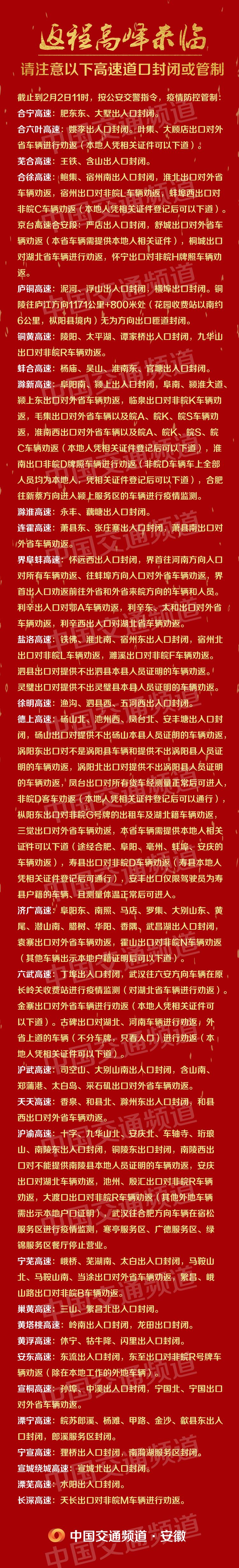 高速路口疫情地区名单.高速路口最新路况？